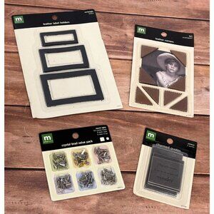 Making Memories VALUE Pack Crystal Brads Leather Label Holders Photo Corners +++